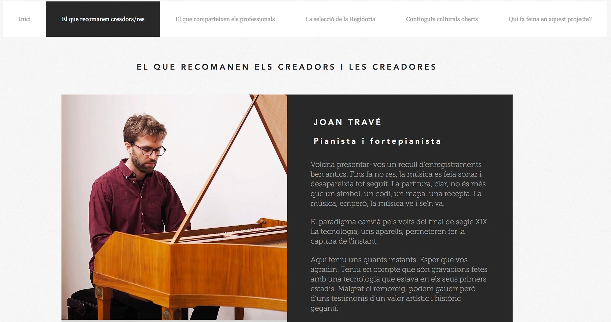 Joan Travé, piano - fortepiano. Palma Cultura Oberta 038